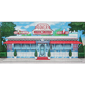 Liz Goodrick-Dillon Hand Painted Needlepoint - Diner