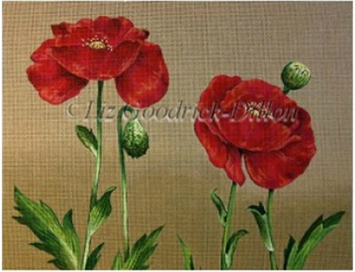 Liz Goodrick-Dillon - Hand-painted Canvas -  Two Red Poppies