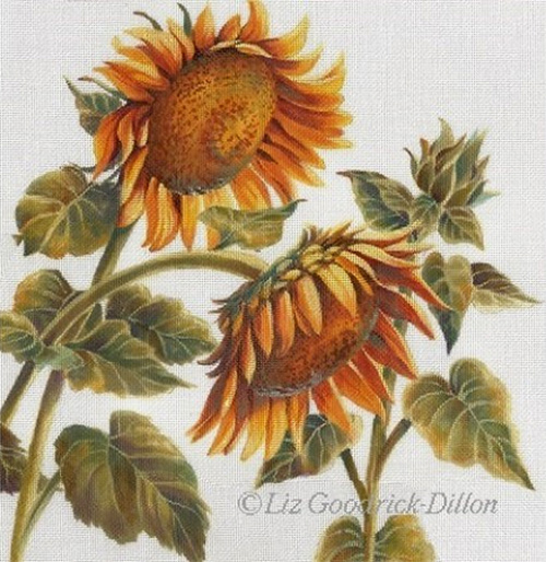 Liz Goodrick-Dillon Hand Painted Needlepoint - Sunflowers