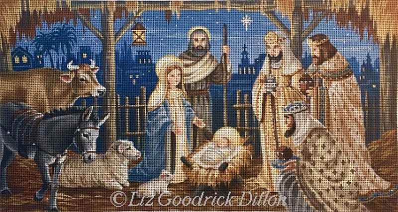 Liz Goodrick-Dillon Hand Painted Needlepoint - Nativity
