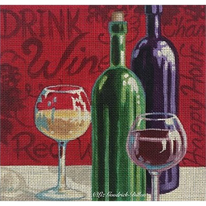 Liz Goodrick-Dillon Hand Painted Needlepoint - Wine Time