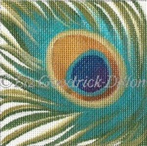 Liz Goodrick-Dillon Hand Painted Needlepoint - Peacock Feather