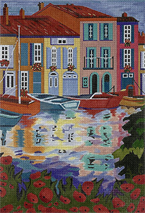 Reflections in Annecy Hand Painted Needlepoint Canvas by Louise Marion