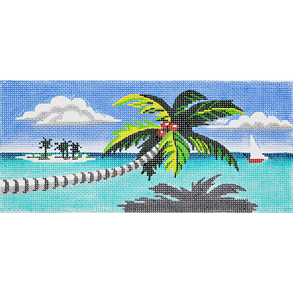 Palm Tree & Boat Hand-painted Canvas