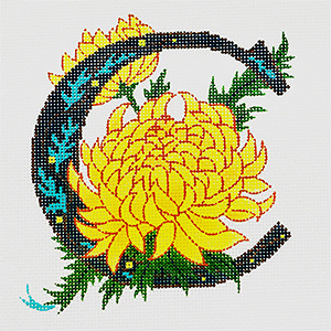 C-Chrysanthemum hand-painted canvas from Lee's Needle Arts