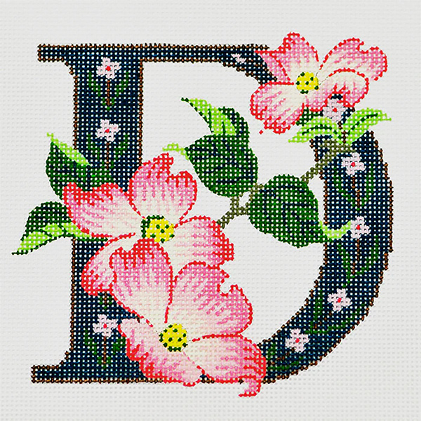 D-Dogwood hand-painted canvas from Lee's Needle Arts
