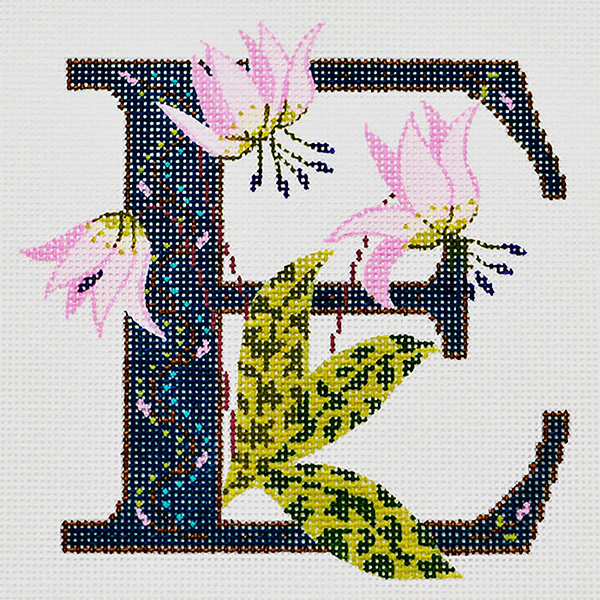 E-Erythronium hand-painted canvas from Lee's Needle Arts