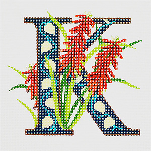 K-Kniphofia hand-painted canvas from Lee's Needle Arts