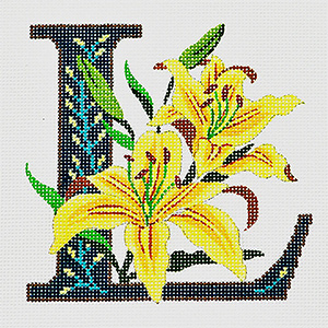 L-Lilly hand-painted canvas from Lee's Needle Arts