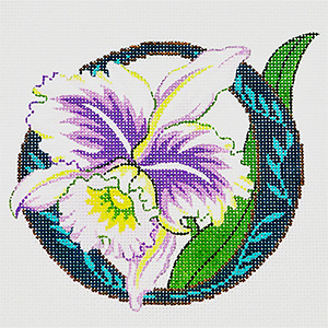 O-Orchid hand-painted canvas from Lee's Needle Arts