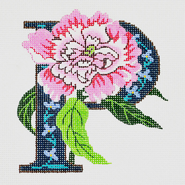 P-Peony hand-painted canvas from Lee's Needle Arts