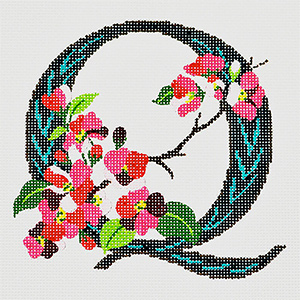 Q-Quince hand-painted canvas from Lee's Needle Arts