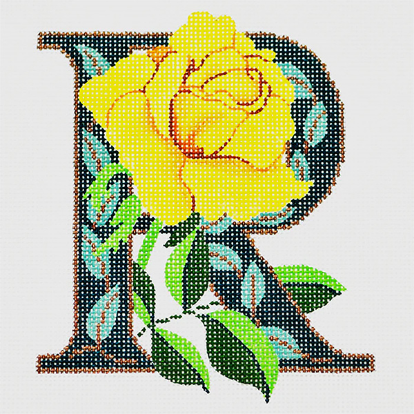 R-Rose hand-painted canvas from Lee's Needle Arts