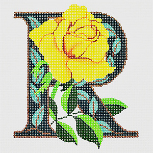 R-Rose hand-painted canvas from Lee's Needle Arts