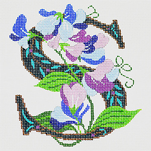S-Sweet Pea hand-painted canvas from Lee's Needle Arts