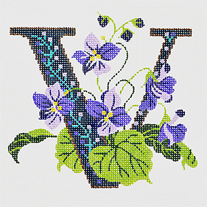 V-Violet hand-painted canvas from Lee's Needle Arts