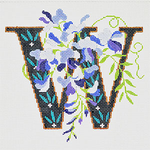 W-Wisteria hand-painted canvas from Lee's Needle Arts