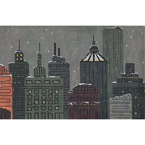 Christmas in the City - Hand Painted Needlepoint Canvas by Machelle Somerville