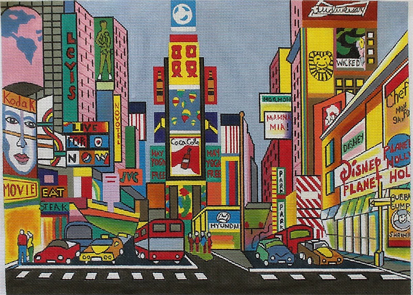 Times Square Hand Painted Needlepoint Canvas