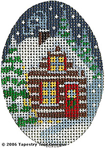 Christmas Cottage Hand-Painted Needlepoint Canvas