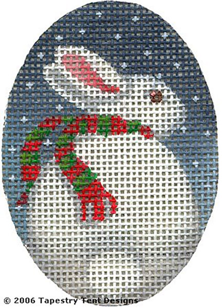 Rabbit & Snow Hand-Painted Needlepoint Canvas
