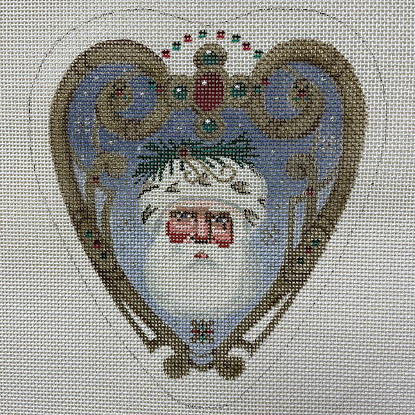 Golden Santa Ornament Hand-Painted Needlepoint Canvas