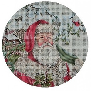 Liz Goodrick-Dillon Hand Painted Needlepoint Christmas Ornament - Wilderness Santa