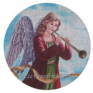 Liz Goodrick-Dillon Hand Painted Needlepoint Christmas Ornament - Angel 2