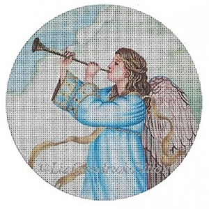 Liz Goodrick-Dillon Hand Painted Needlepoint Christmas Ornament - Angel 3