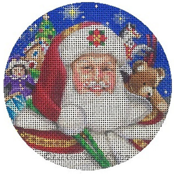 Liz Goodrick-Dillon Hand Painted Needlepoint Christmas Ornament - Up on the Roof Top