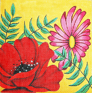 Daisy/Poppy Mini - Hand Painted Needlepoint Canvas from Trubey Designs