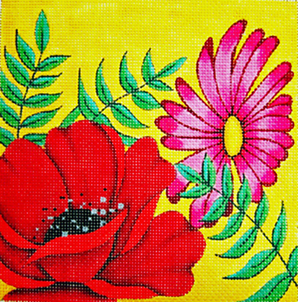 Poppy Mini - Hand Painted Needlepoint Canvas from Trubey Designs