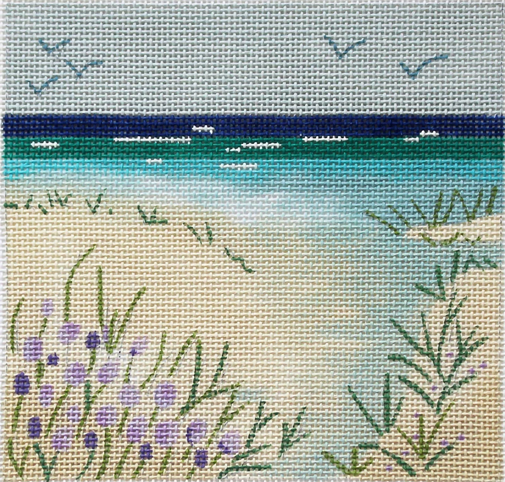 NeedlepointUS: Beach View Hand Painted Needlepoint Canvas