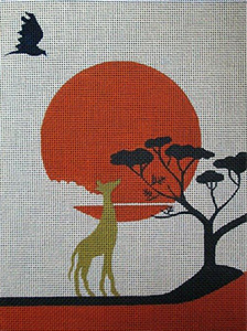 Safari Sunset Hand Painted Needlepoint Canvas