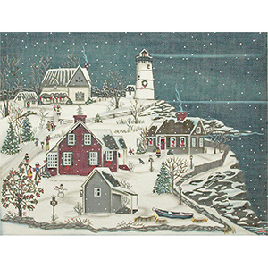 Christmas at the Lightkeepers Hand-painted Needlepoint Canvas