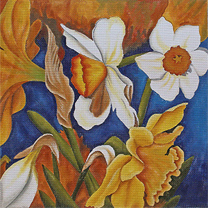 Daffodil Garden Hand Painted Needlepoint Canvas