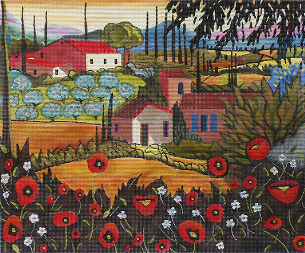 Dreaming of Tuscany Hand Painted Needlepoint Canvas by Louise Marion