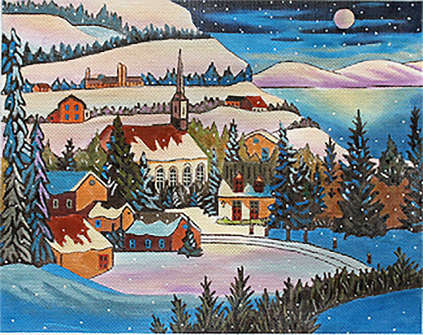 Full Moon Hand Painted Needlepoint Canvas by Louise Marion