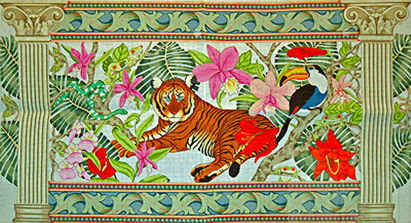 Neo-classic Tiger Rug - Hand-Painted Needlepoint Canvas