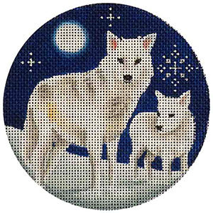 Arctic Wolves - Hand Painted Christmas Ornament Canvas from Rebecca Wood