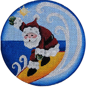 Surfer Santa - Hand Painted Christmas Ornament Canvas from Rebecca Wood