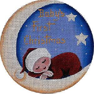 Baby's First Snoozing Hand Painted Christmas Ornament Canvas from Rebecca Wood