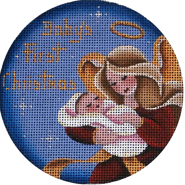 Baby's First Angel, Girl Hand Painted Christmas Ornament Canvas from Rebecca Wood