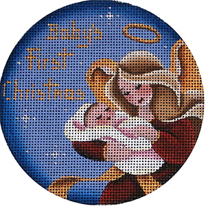 Baby's First Angel, Girl Hand Painted Christmas Ornament Canvas from Rebecca Wood