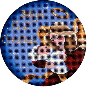 Baby's First Angel, Boy Hand Painted Christmas Ornament Canvas from Rebecca Wood