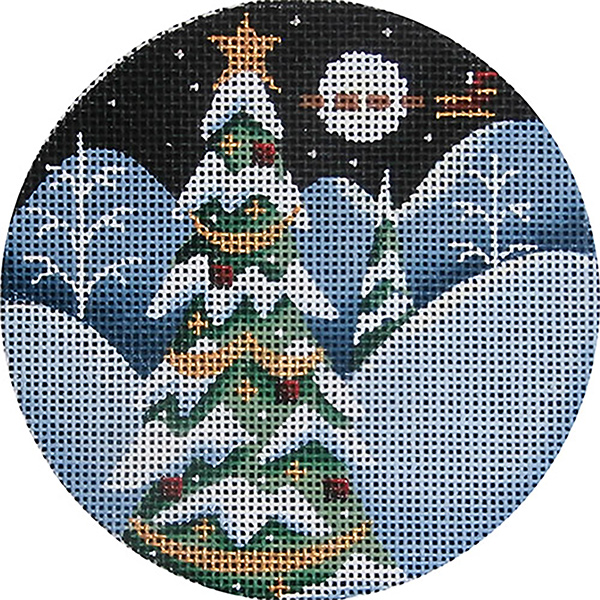 Tall Tree Hand Painted Christmas Ornament Canvas from Rebecca Wood