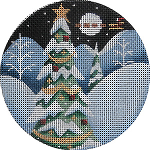 Tall Tree Hand Painted Christmas Ornament Canvas from Rebecca Wood