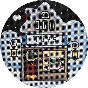 Toy Shop Hand Painted Christmas Ornament Canvas from Rebecca Wood