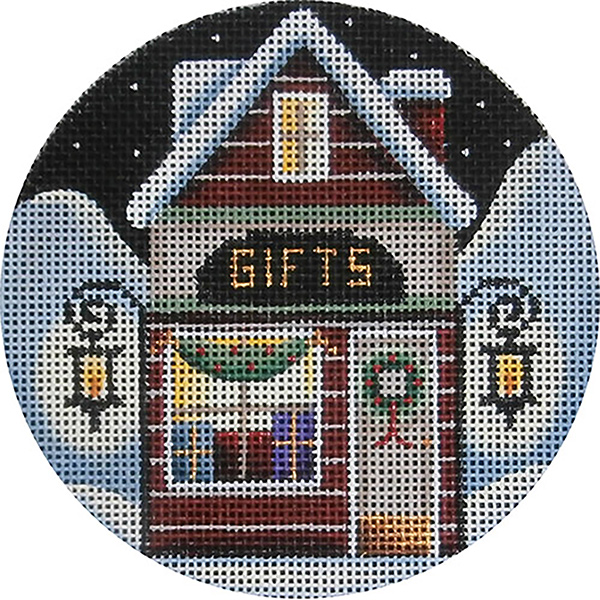 Gift Shop Hand Painted Christmas Ornament Canvas from Rebecca Wood