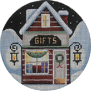 Gift Shop Hand Painted Christmas Ornament Canvas from Rebecca Wood